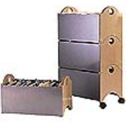 This modular file holder stacks to save space